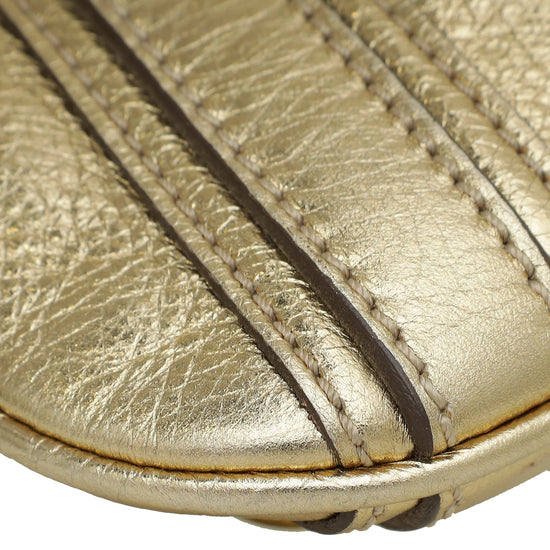 Burberry Metallic Gold Pleated Shoulder Bag