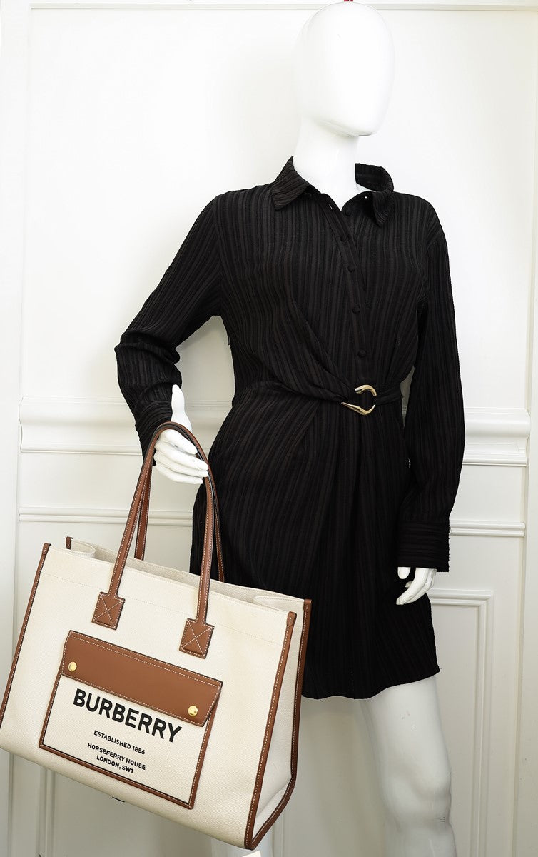 Burberry Bicolor Freya Medium Tote Bag