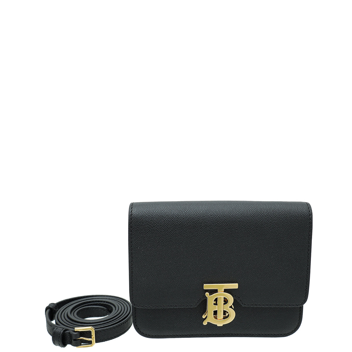 Burberry Black TB Logo Mini Flap Bag