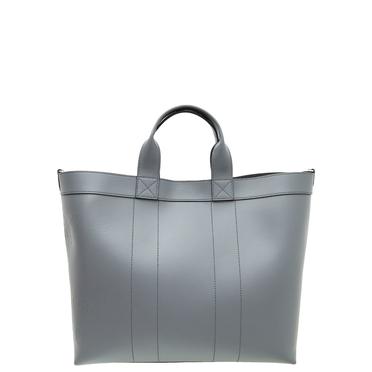 Burberry Dark Ash Gray Logo Horseferry Embossed Ormond Tote Bag-Burberry-THE CLOSET