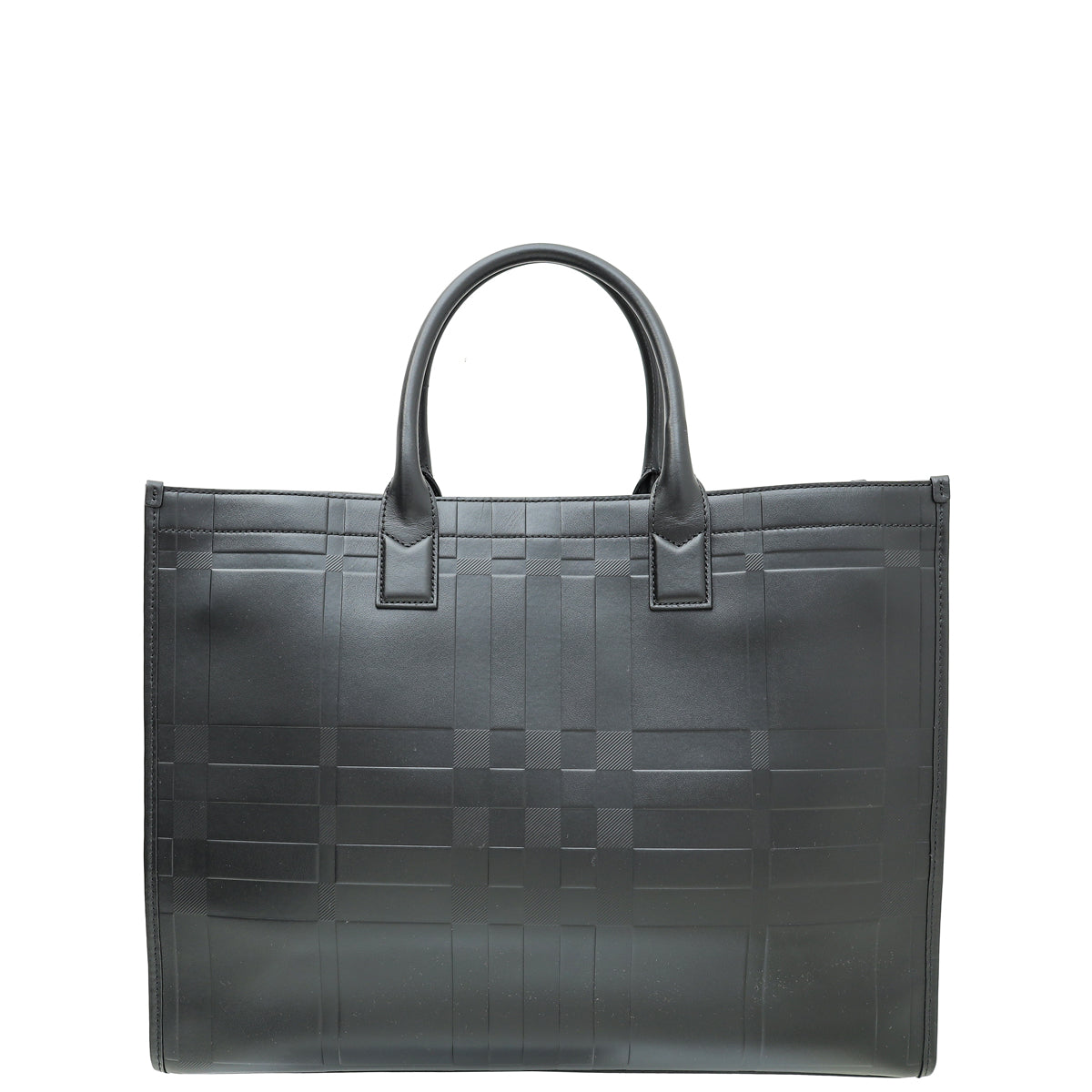 Burberry Black Embossed Check Denny Tote Bag-Burberry-THE CLOSET