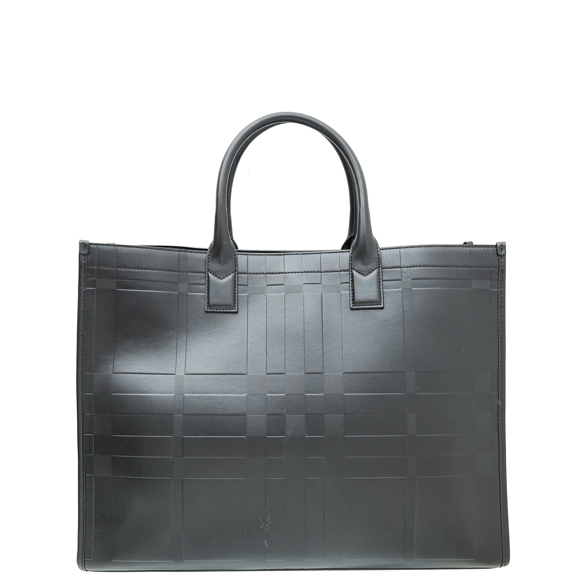 Burberry Black Embossed Check Denny Tote Bag-Burberry-THE CLOSET