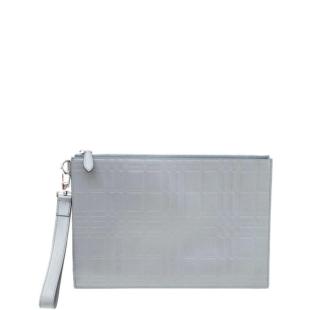 Burberry Dark Ash Gray Embossed Check Edin Pouch-Burberry-THE CLOSET