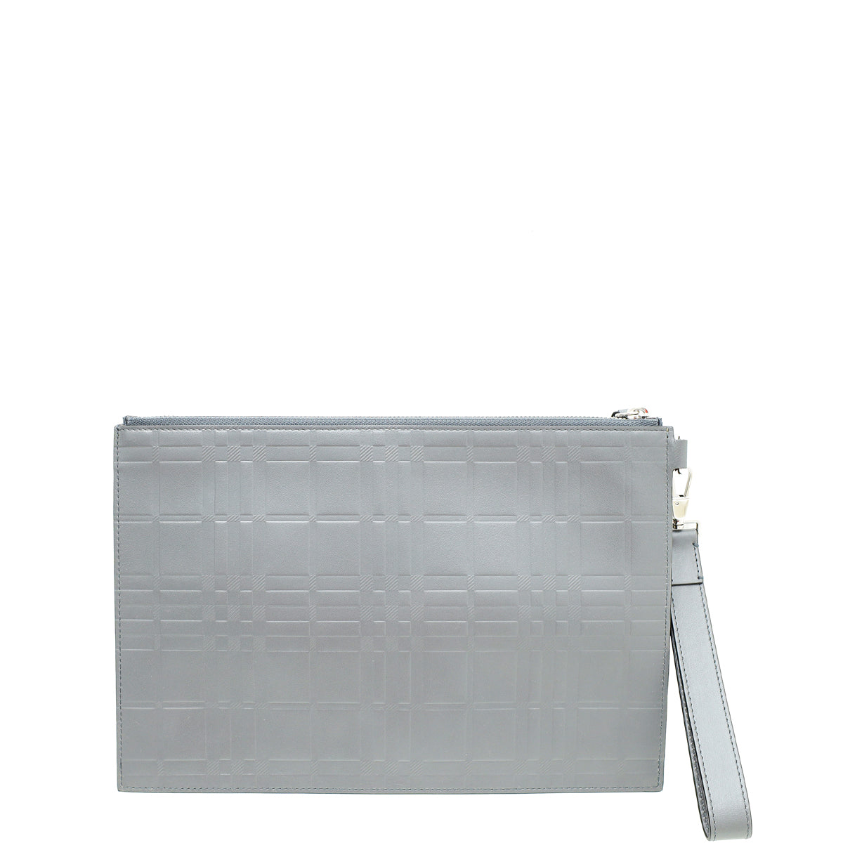 Burberry Dark Ash Gray Embossed Check Edin Pouch-Burberry-THE CLOSET
