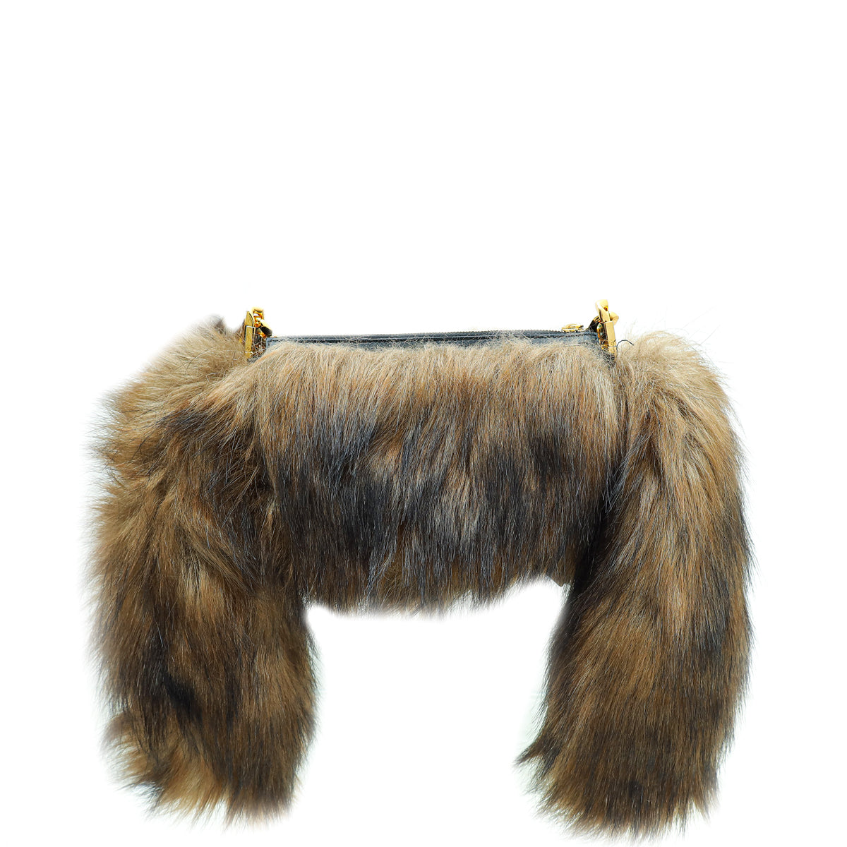 Burberry Dark Brown Faux Fur Mini Zip Olympia Bag-Burberry-THE CLOSET