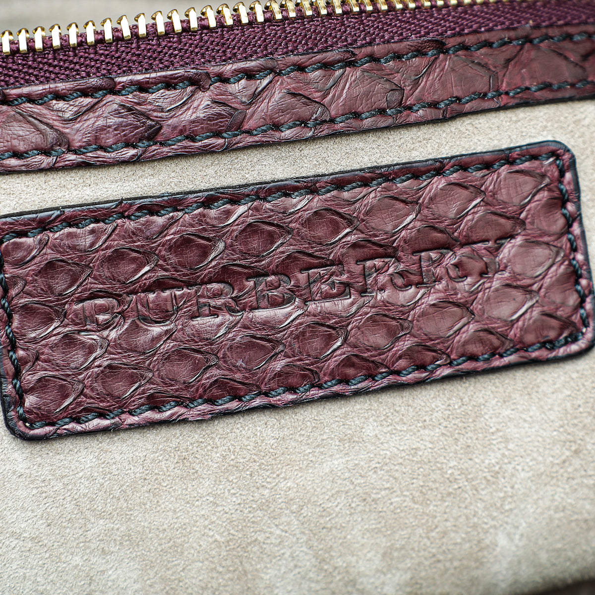 Burberry Reddish Brown Python Suede Brickfield Flap Bag