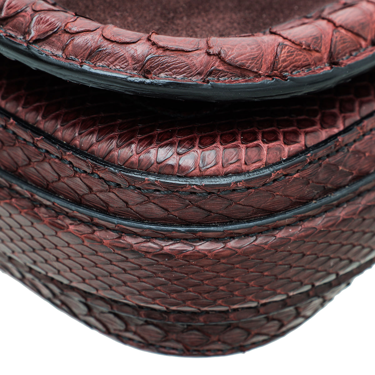 Burberry Reddish Brown Python Suede Brickfield Flap Bag