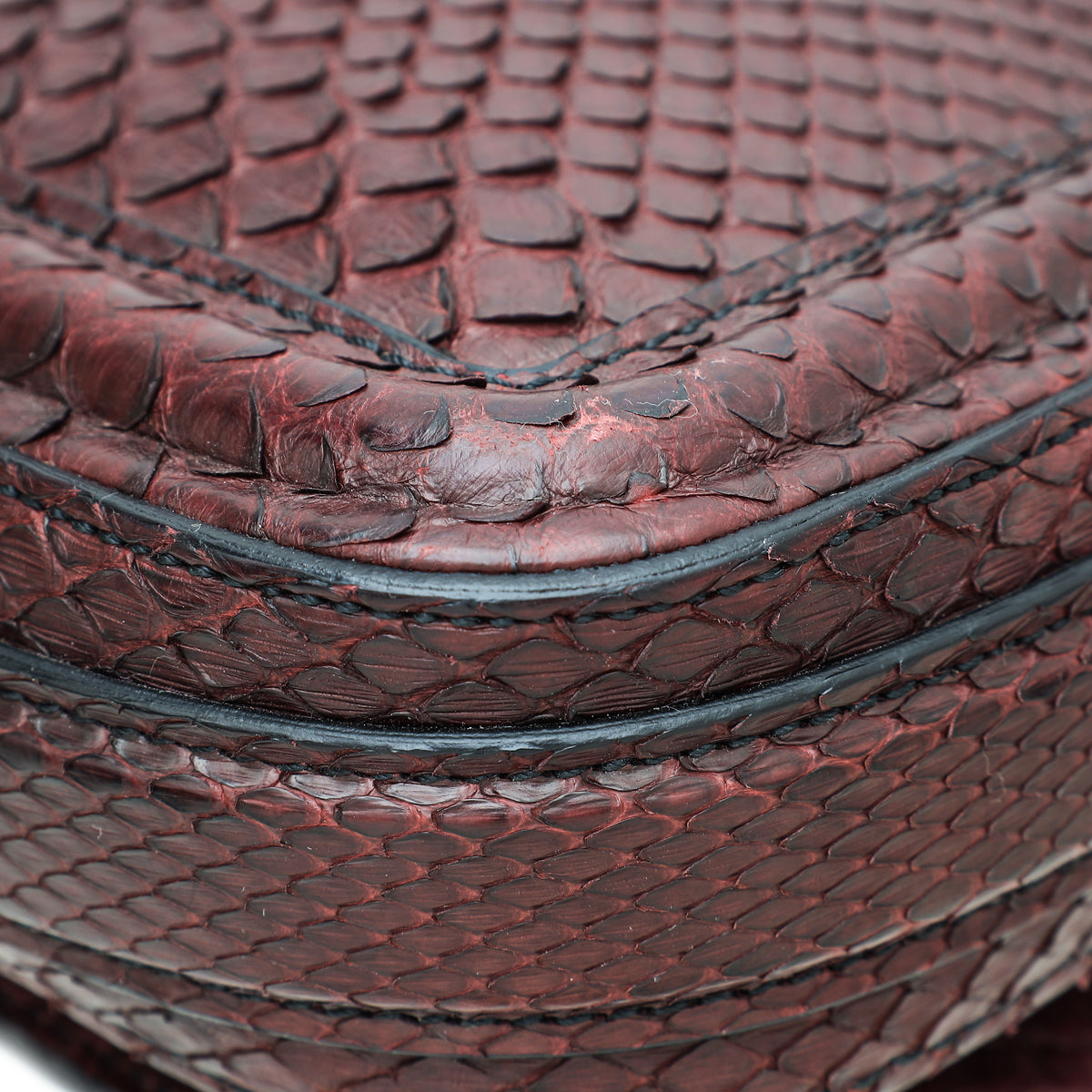 Burberry Reddish Brown Python Suede Brickfield Flap Bag