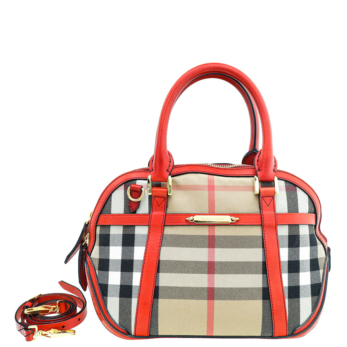 Burberry Bicolor House Check Orchard Satchel Bag-Burberry-THE CLOSET