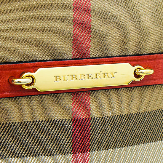Burberry Bicolor House Check Orchard Satchel Bag