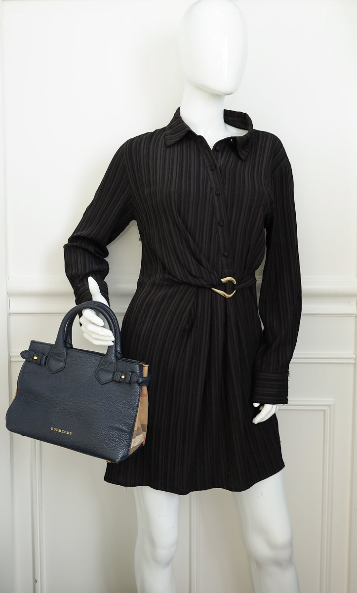 Burberry Navy Blue Small Banner Tote Bag