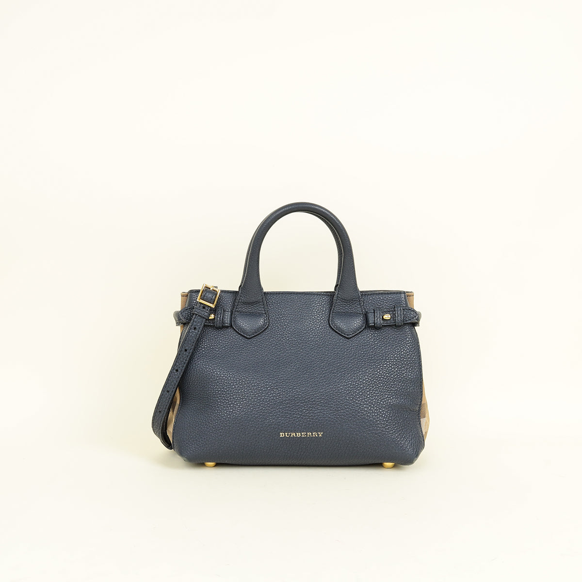 Burberry Navy Blue Small Banner Tote Bag