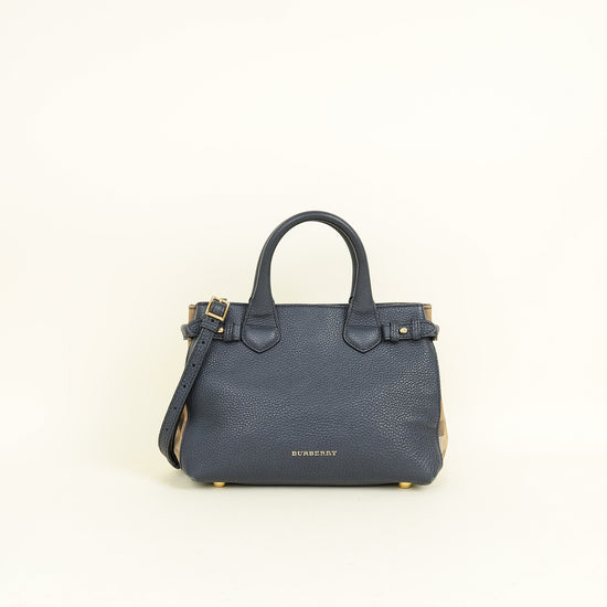 Burberry Navy Blue Small Banner Tote Bag