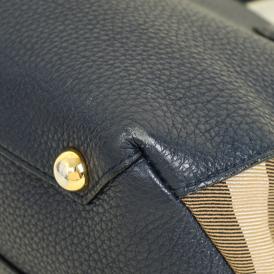 Burberry Navy Blue Small Banner Tote Bag