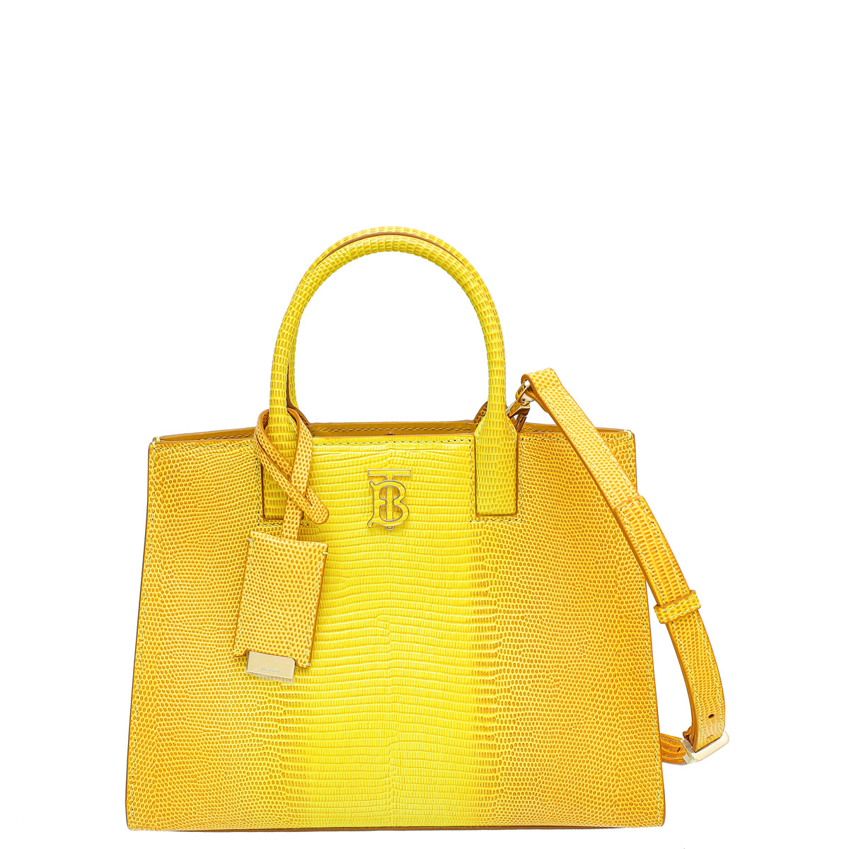 Burberry Marigold Lizard Embossed Frances Top Handle Bag-Burberry-THE CLOSET