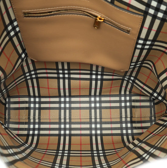 Burberry Light Camel Embossed Crest Large Tote Bag-Burberry-THE CLOSET