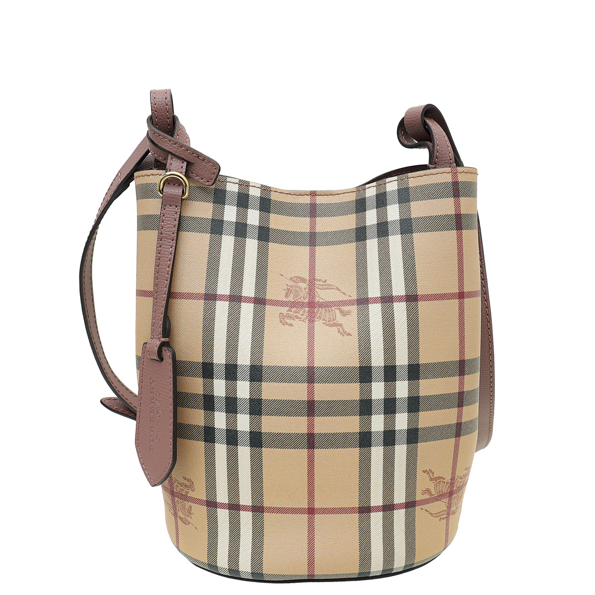 Burberry Bicolor Haymarket Check Lorne Small Bucket Bag-Burberry-THE CLOSET