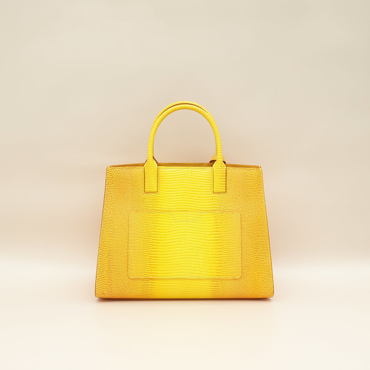 Burberry Marigold Lizard Embossed Frances Top Handle Bag-Burberry-THE CLOSET