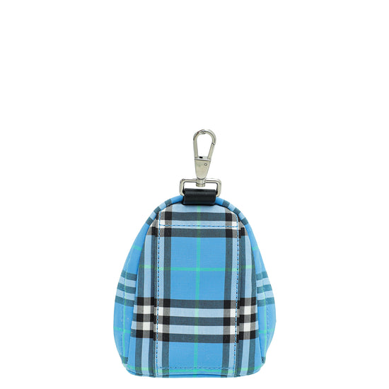 Burberry Azur Blue Vintage Check Mini Jett Backpack Key Charm