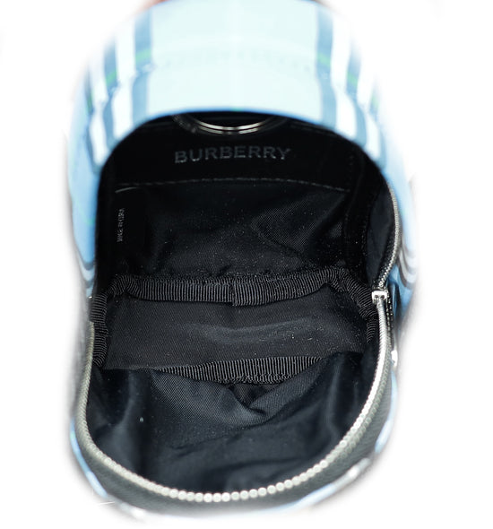 Burberry Azur Blue Vintage Check Mini Jett Backpack Key Charm