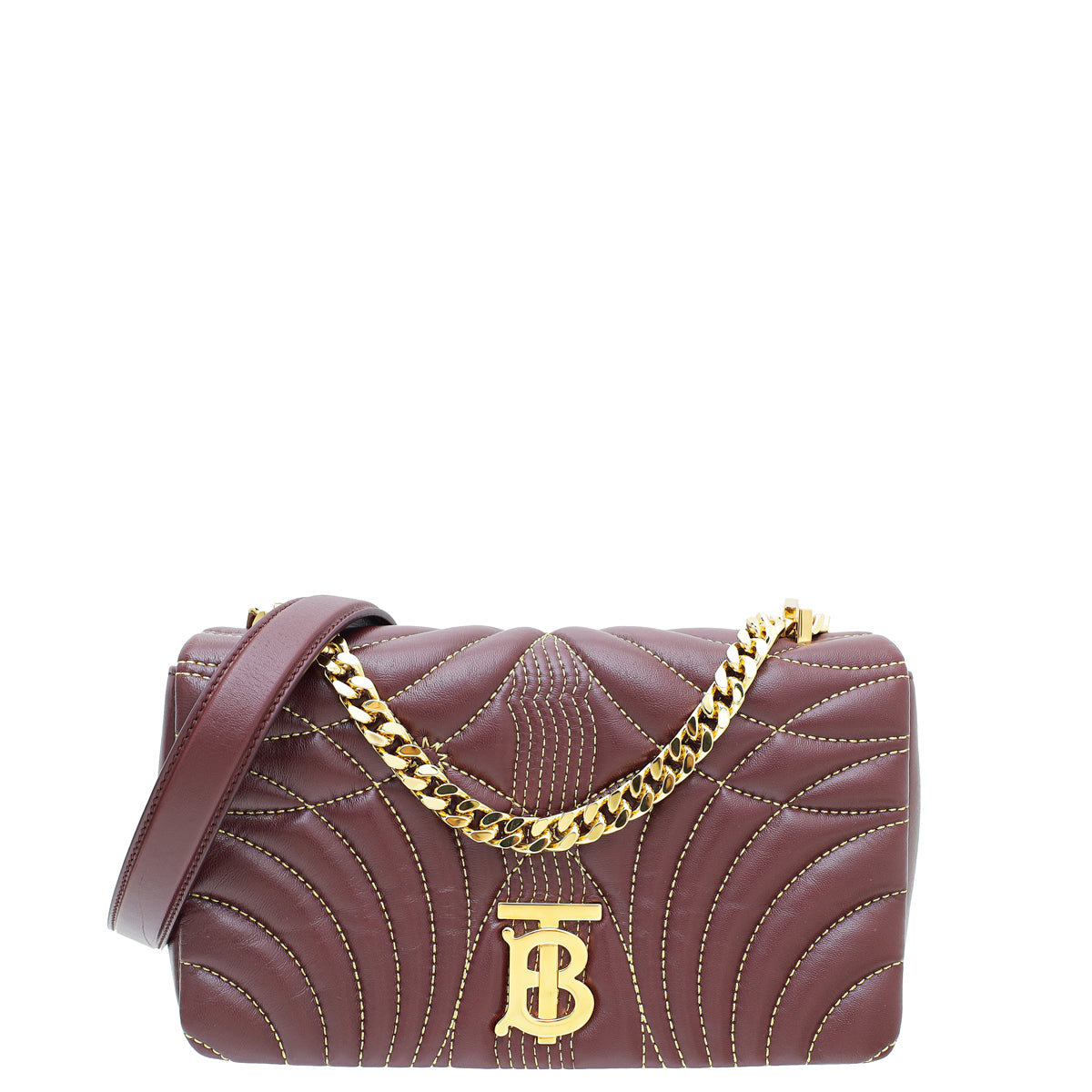 Burberry Dark Maroon Quilted Lola Small Chain Bag-Burberry-THE CLOSET