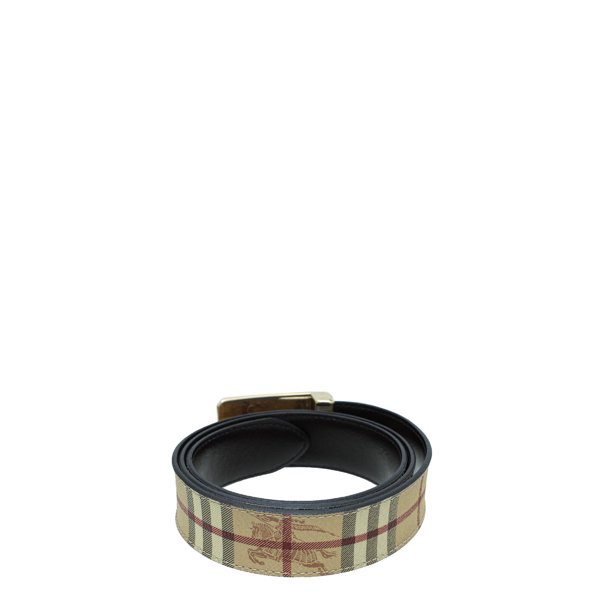 Burberry Bicolor Haymarket Check Buckle Belt 40-Burberry-THE CLOSET