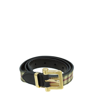 Burberry Bicolor House Check Buckle Belt 32