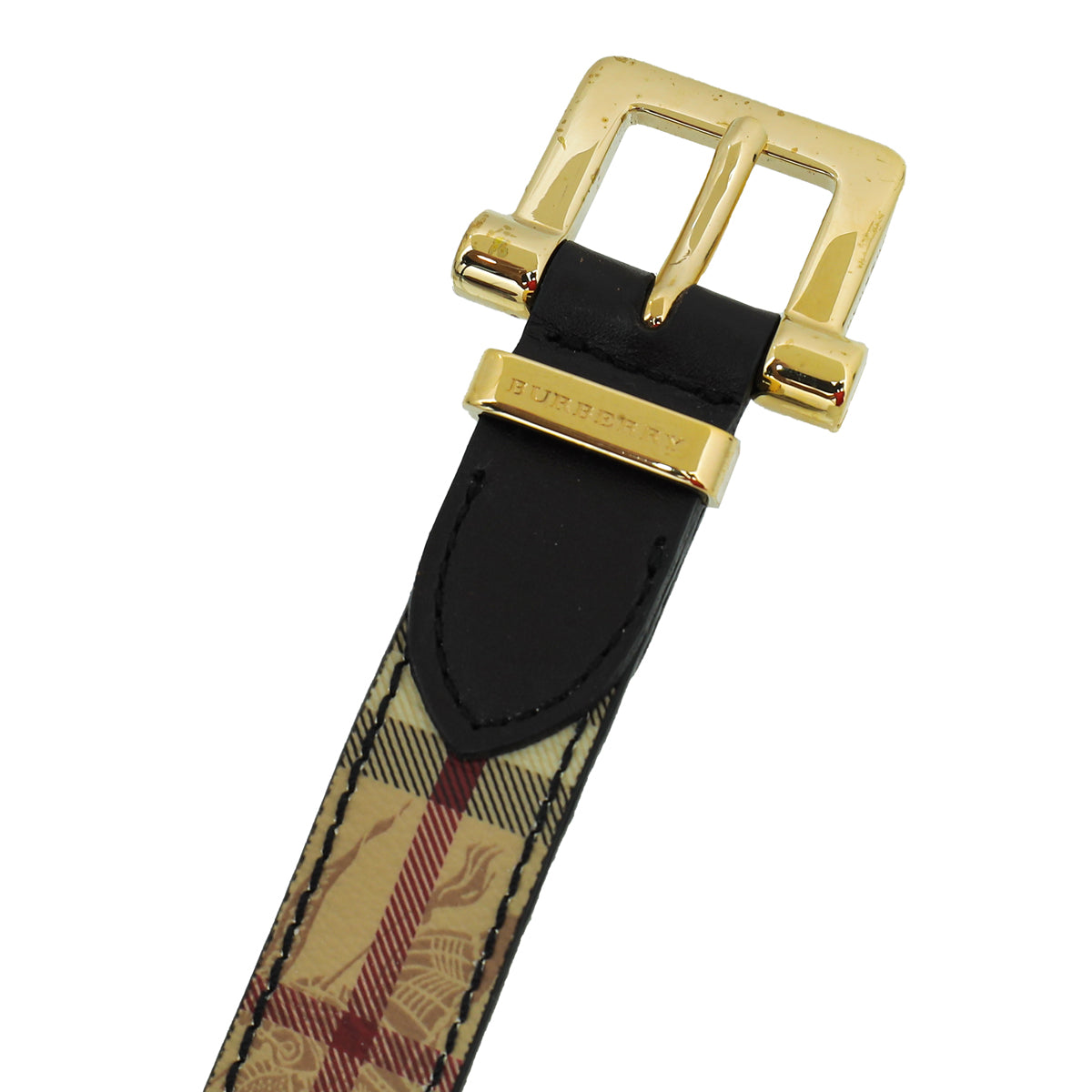 Burberry Bicolor House Check Buckle Belt 32