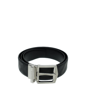 Burberry Black Embossed Check Buckle Belt 32