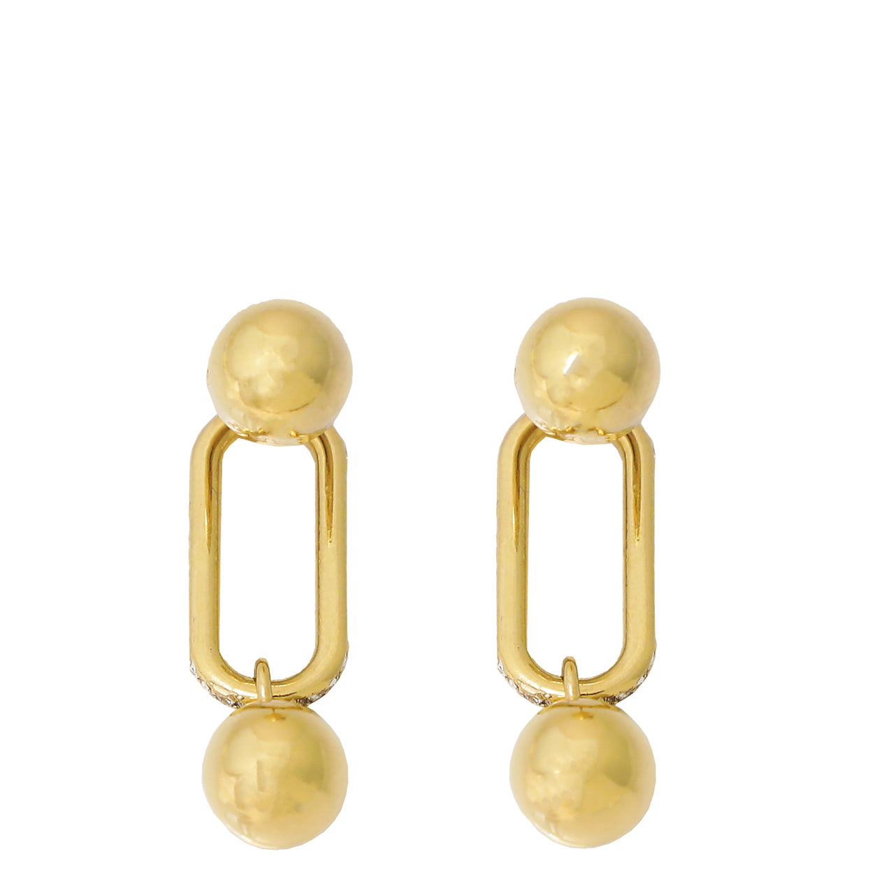 Burberry Gold Oval Drop Earrings-Burberry-THE CLOSET