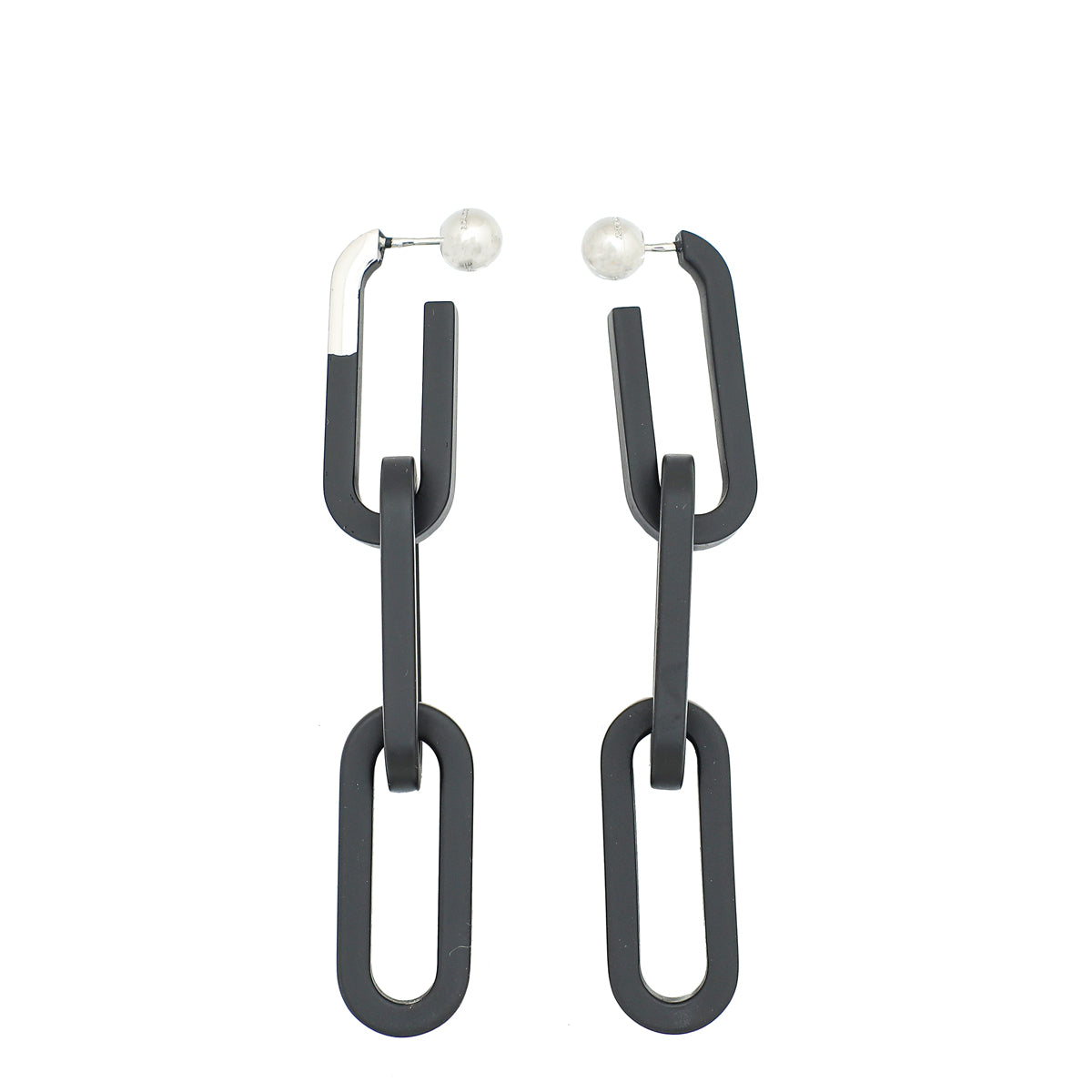 Burberry Black Chain 3x3 Links Drop Earrings-Burberry-THE CLOSET