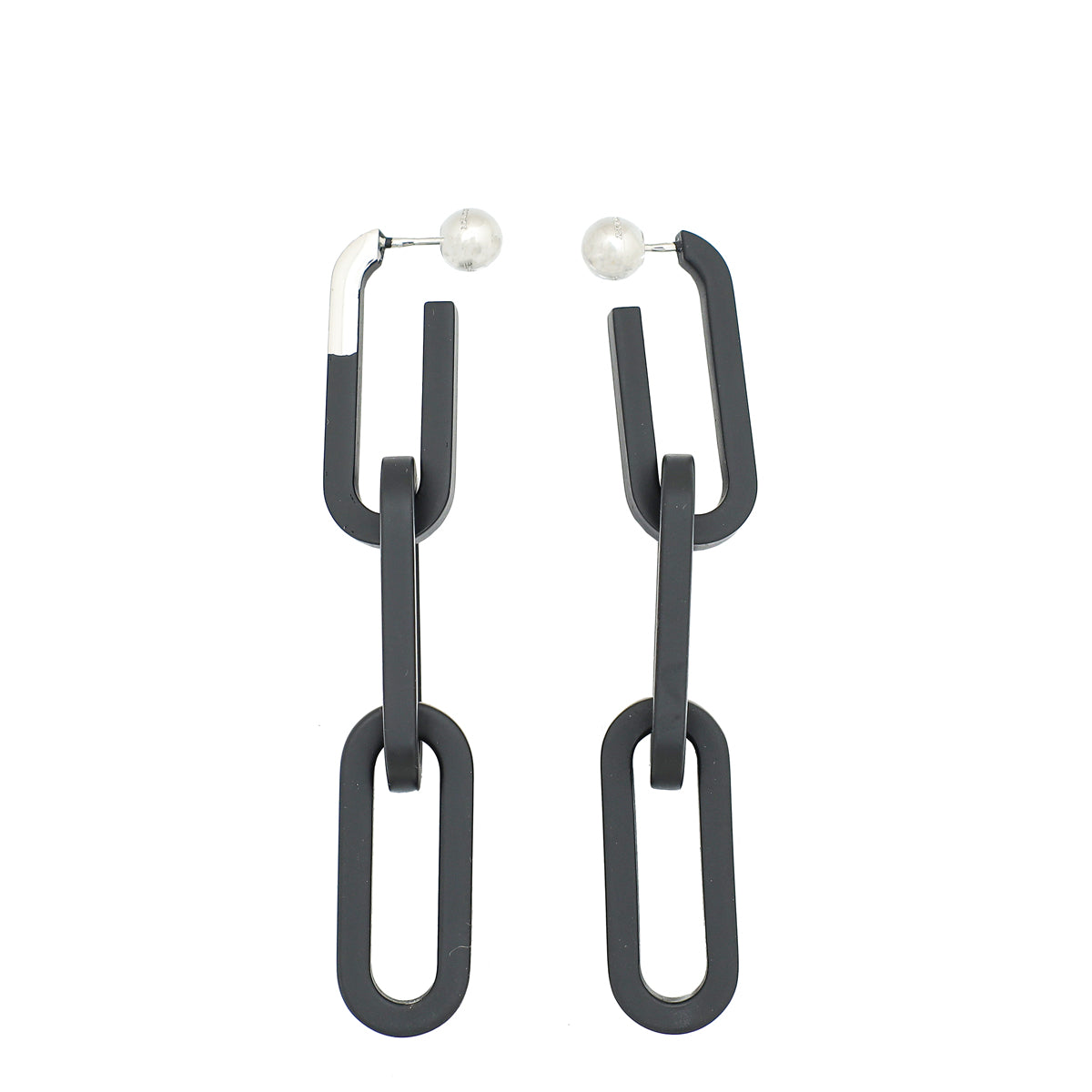 Burberry Black Chain 3x3 Links Drop Earrings