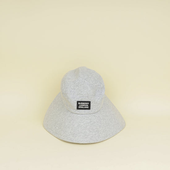 Burberry Light Grey Logo Applique Cotton Bucket Hat