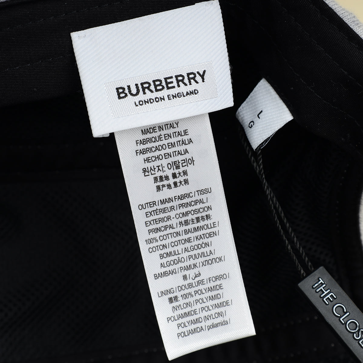 Burberry Light Grey Logo Applique Cotton Bucket Hat