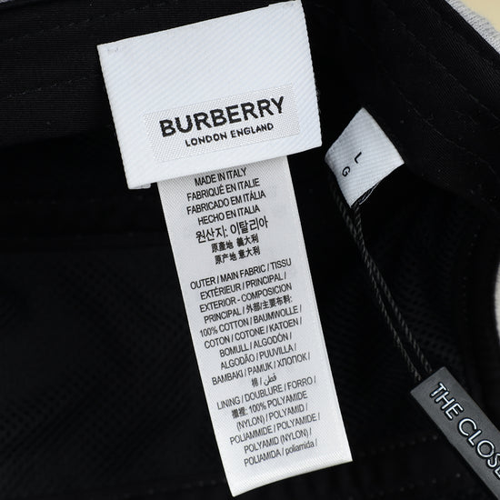 Burberry Light Grey Logo Applique Cotton Bucket Hat