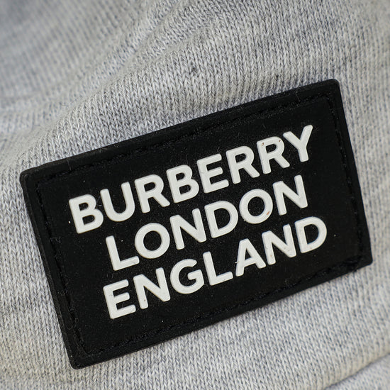 Burberry Light Grey Logo Applique Cotton Bucket Hat