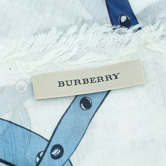 Burberry Bicolor Strap Print Fringe Scarf