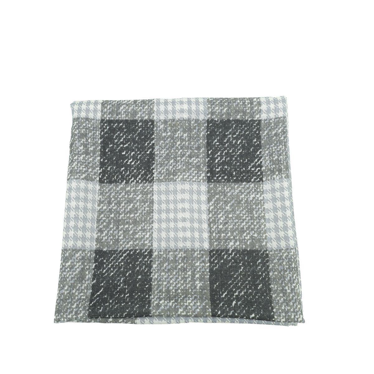 Burberry Gray Houndstooth Check Print Fringe Scarf