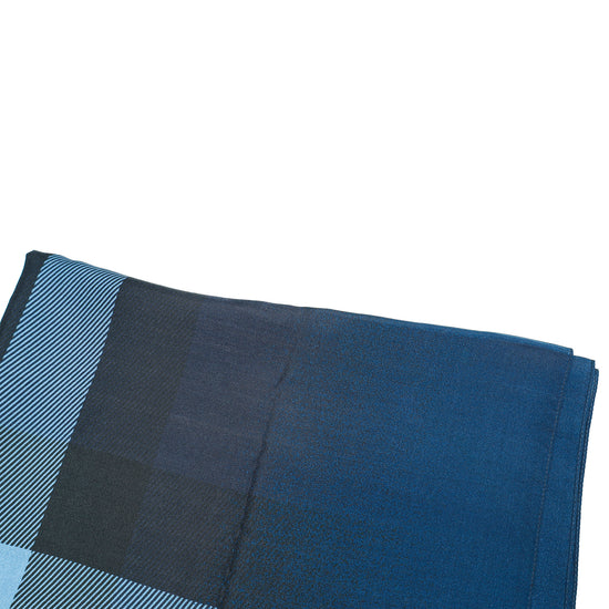 Burberry Blue Check Print Fringe Scarf