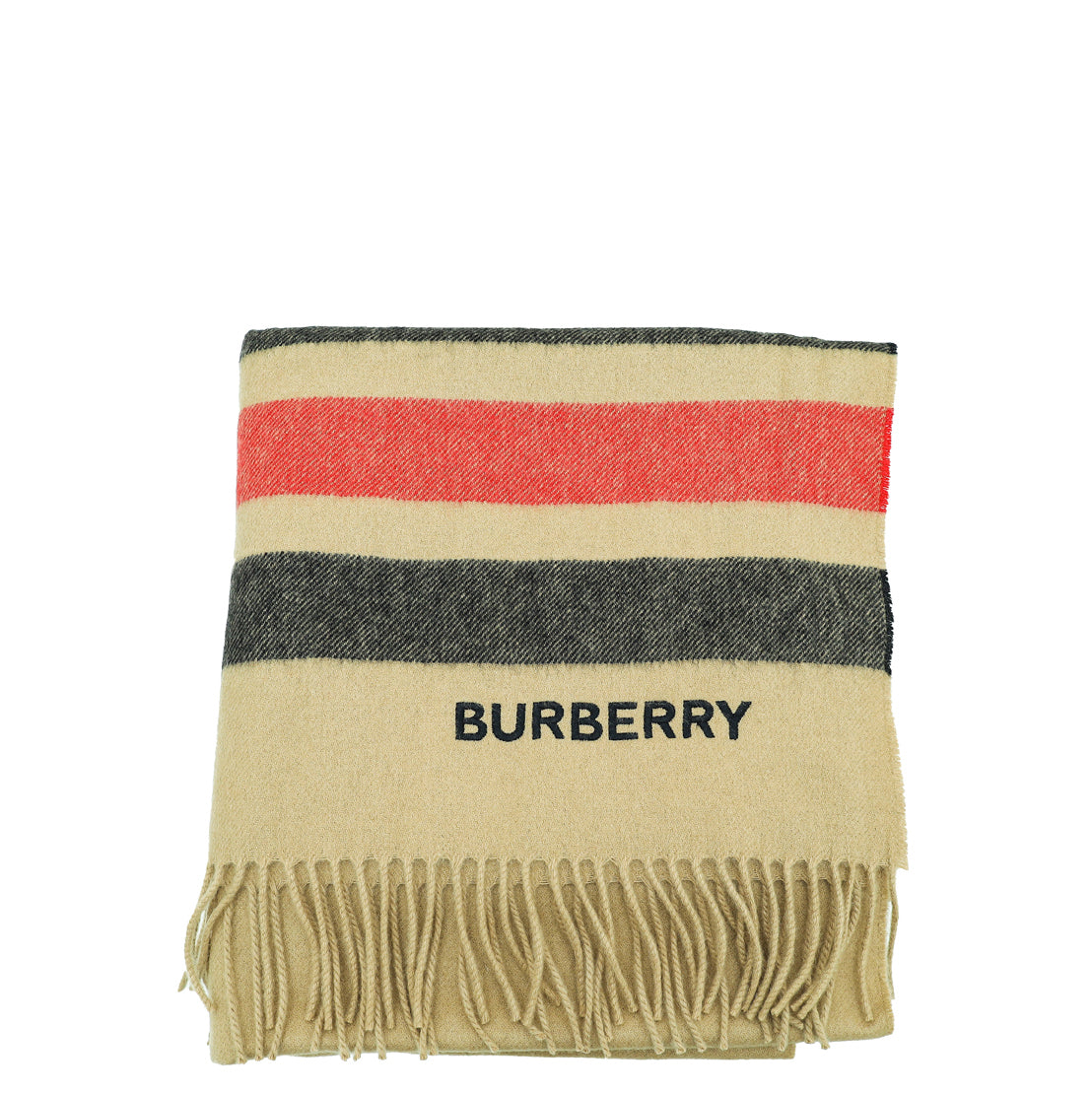 Burberry Beige Check Logo Cashmere Scarf-Burberry-THE CLOSET