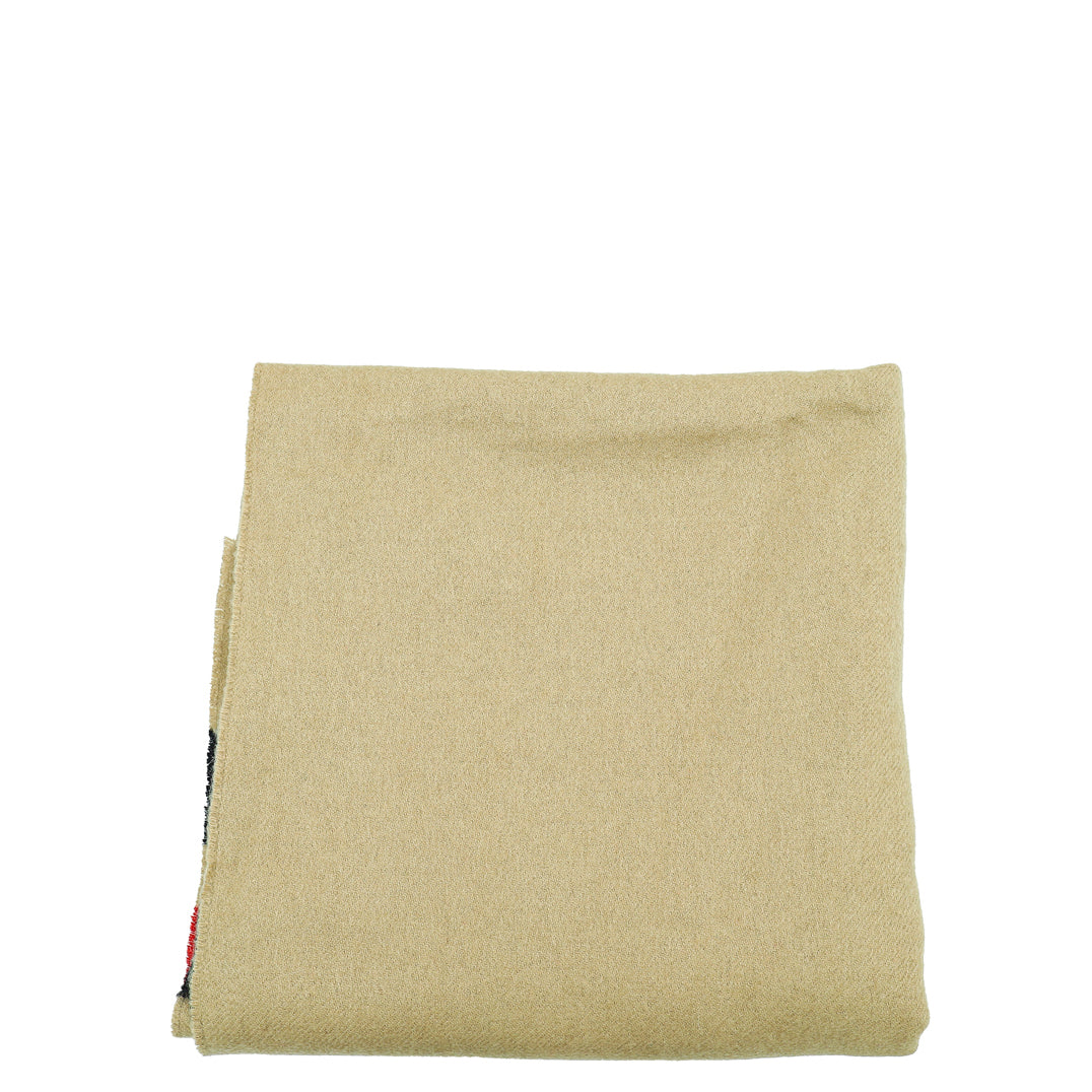 Burberry Beige Check Logo Cashmere Scarf-Burberry-THE CLOSET