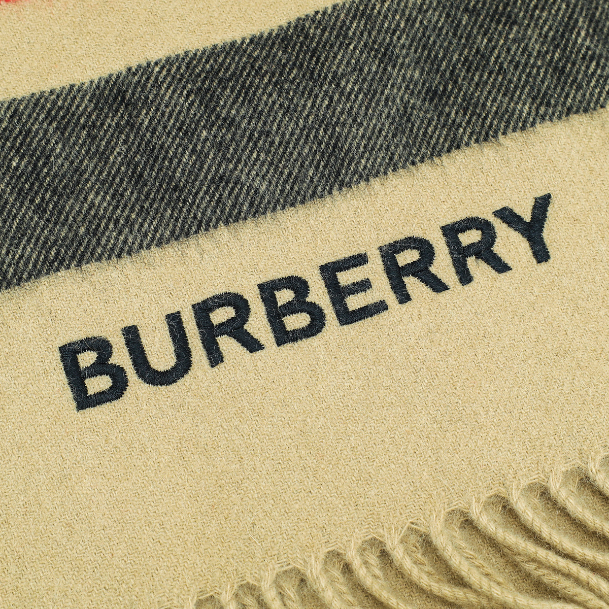 Burberry Beige Check Logo Cashmere Scarf