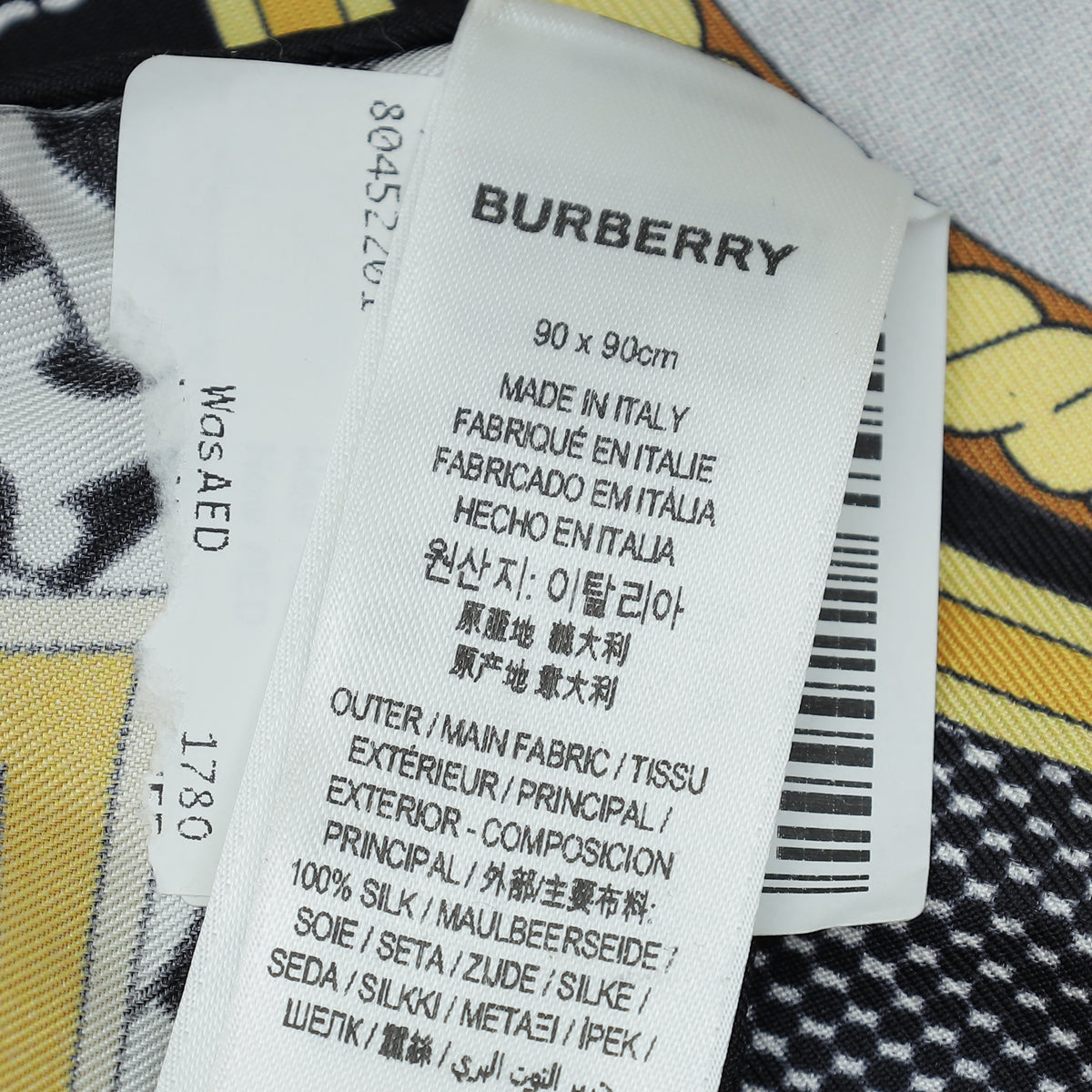 Burberry Tricolor Deer Print Square Silk Scarf