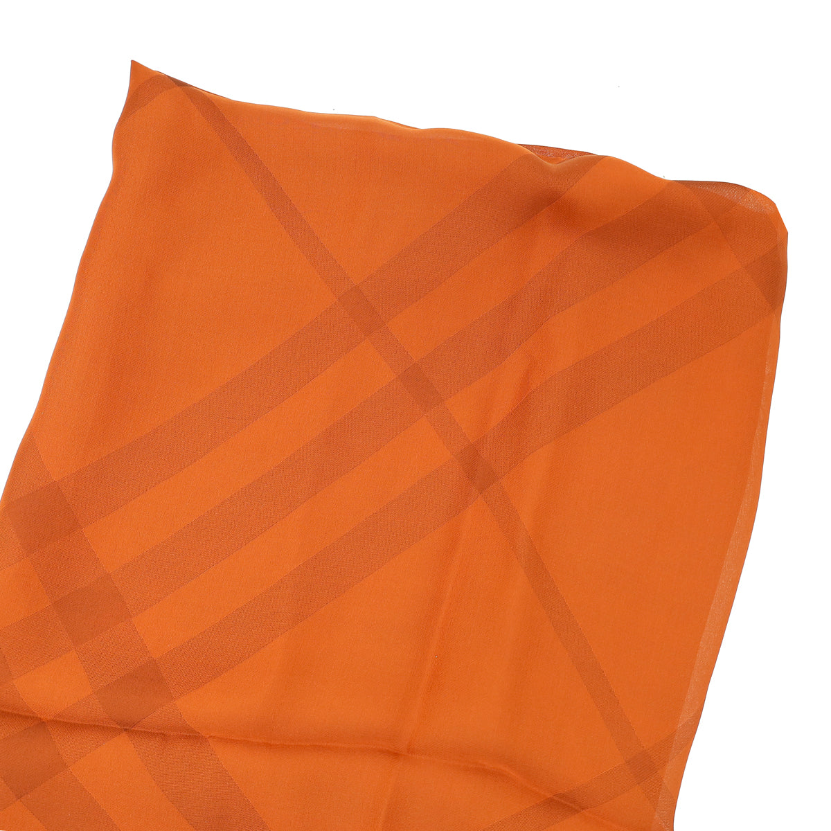 Burberry Burnt Orange Giant Check Chiffon Scarf