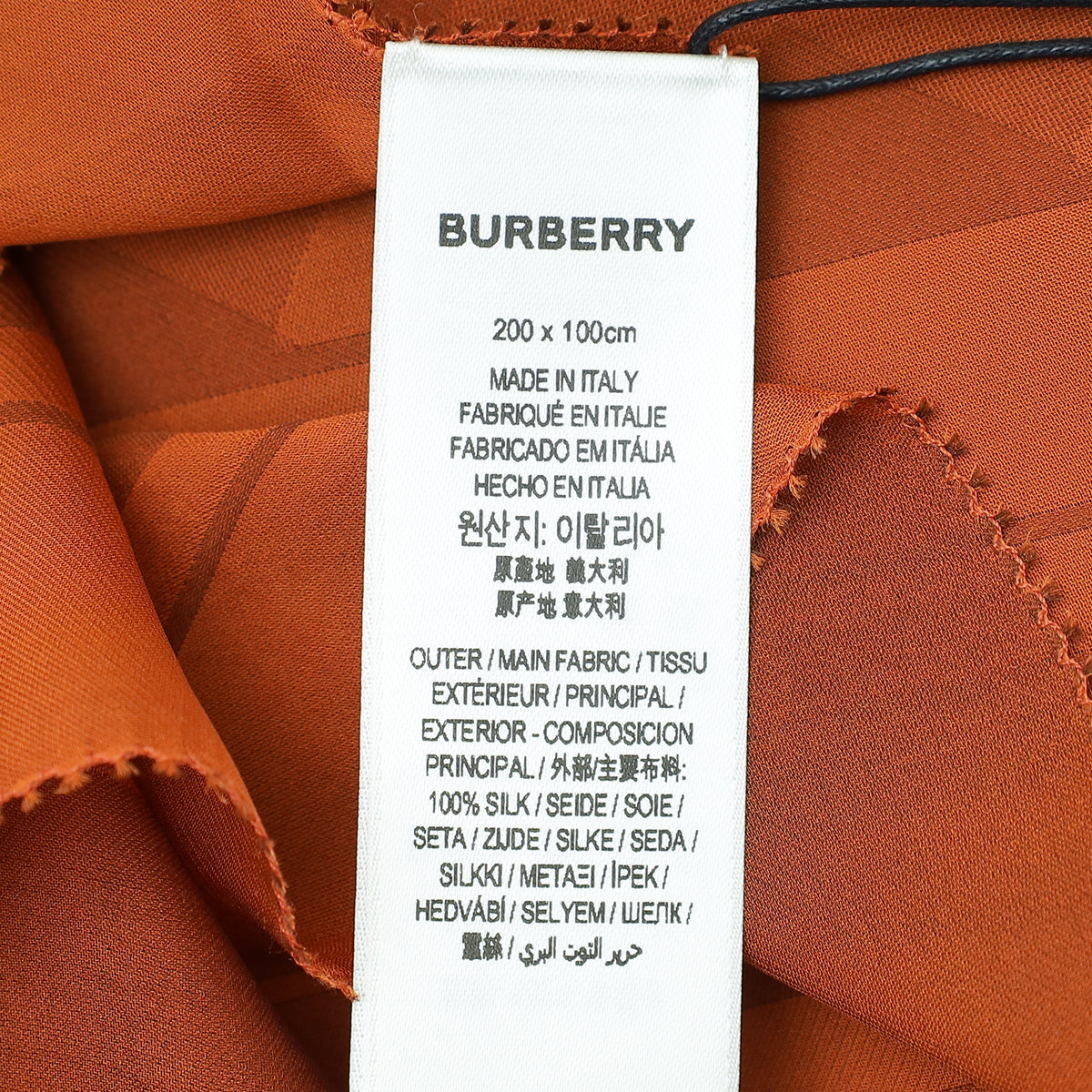 Burberry Burnt Orange Giant Check Chiffon Scarf