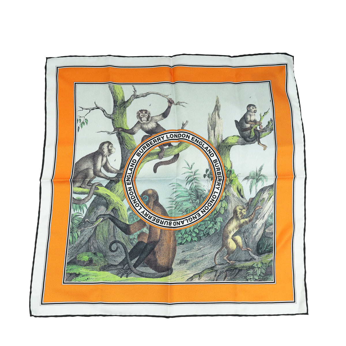 Burberry Multicolor Monkey Print Silk Scarf