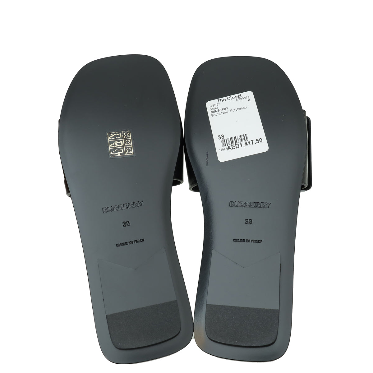Burberry Black TB Logo Slide Sandal 38 – THE CLOSET