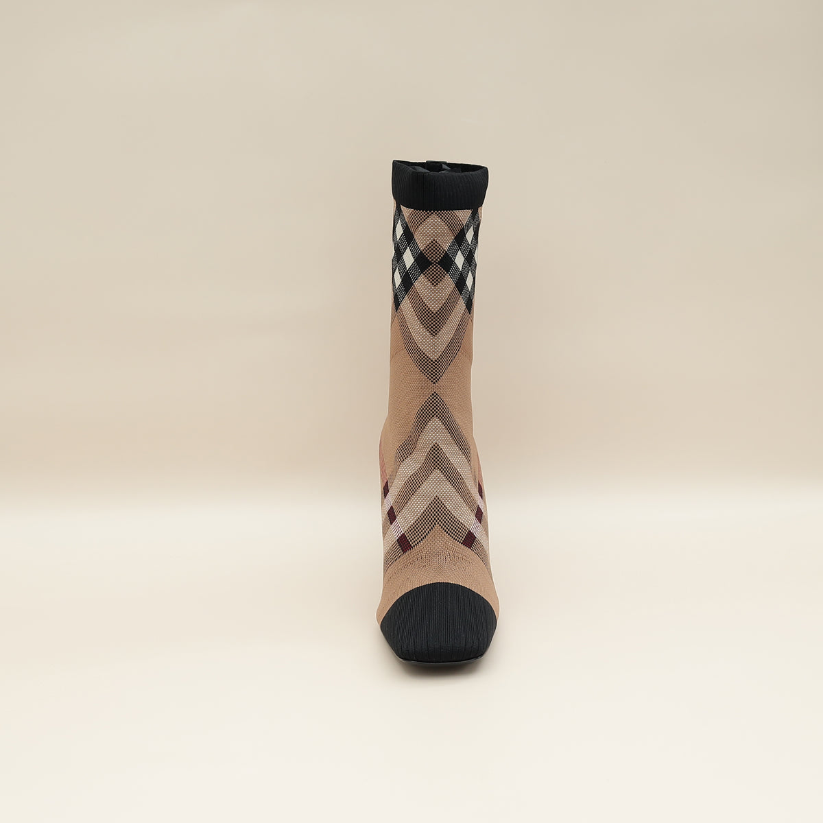 Burberry Bicolor Knit Check Dolman Sock Boots 39
