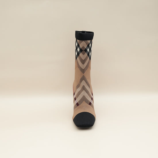 Burberry Bicolor Knit Check Dolman Sock Boots 39