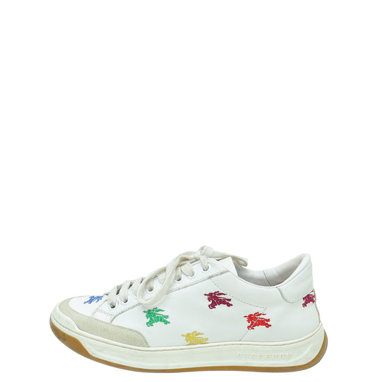 Burberry White Multicolor Timsbury Knight Sneakers 36